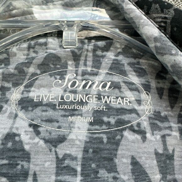 Soma Cardigan Womens Medium Waterfall Front‎ Black Grey Luxuriously Soft Boho - Picture 2 of 8